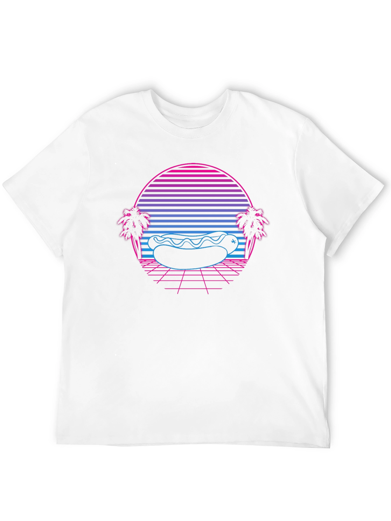 Retro Hotdog T-Shirt - Synthwave Beach Vibes