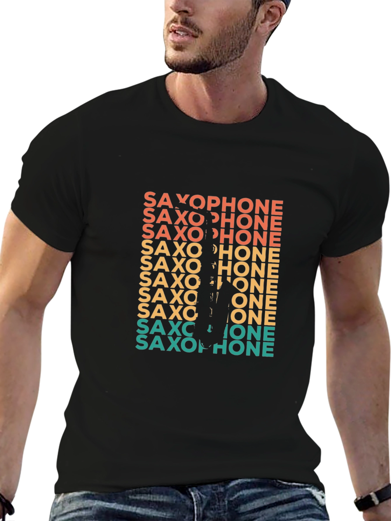 Retro Saxophone Player Graphic Tee