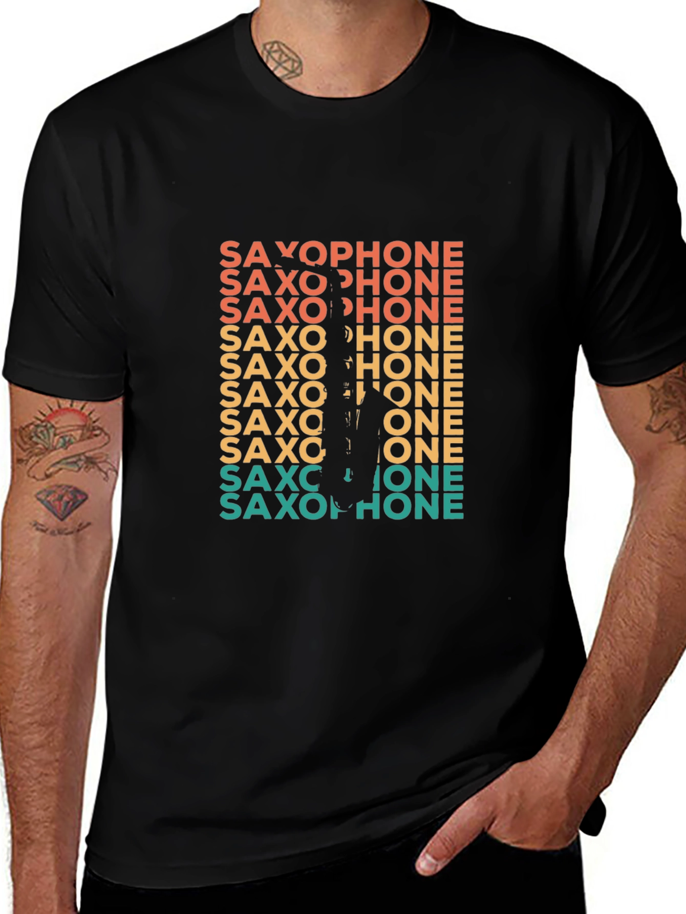Retro Saxophone Player Graphic Tee