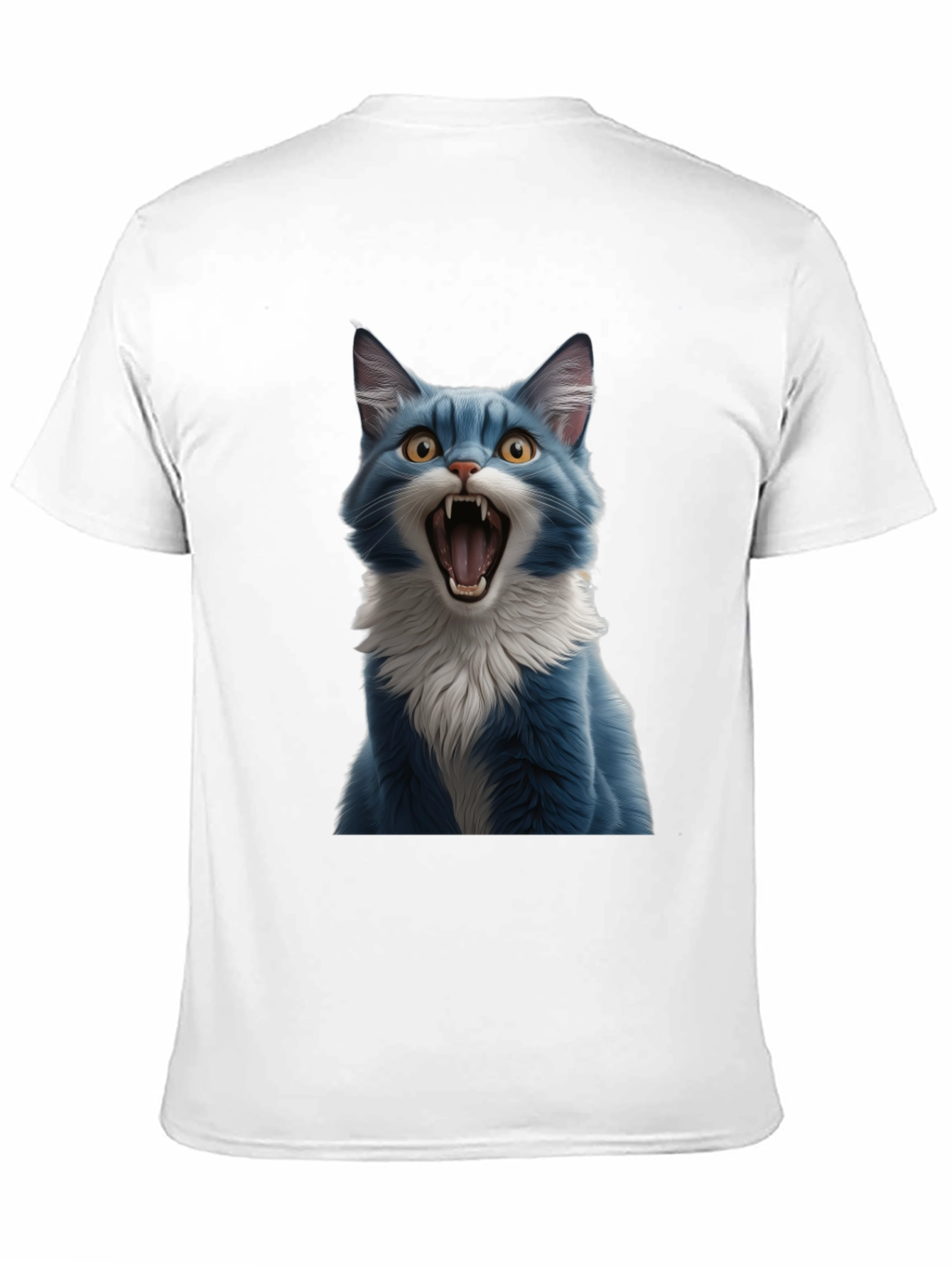 Blue Cat Snarl Graphic Tee - Bold & Unique
