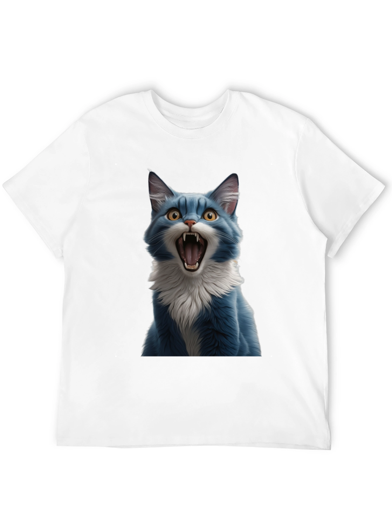 Blue Cat Snarl Graphic Tee - Bold & Unique