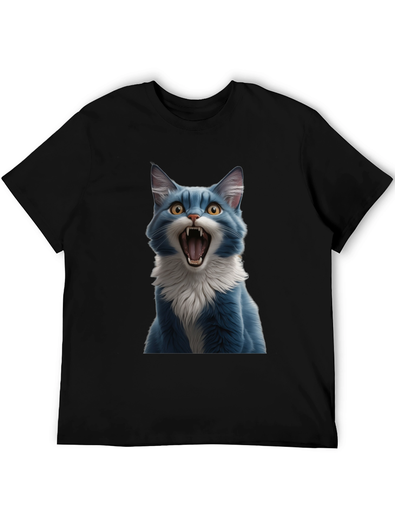 Blue Cat Snarl Graphic Tee - Bold & Unique