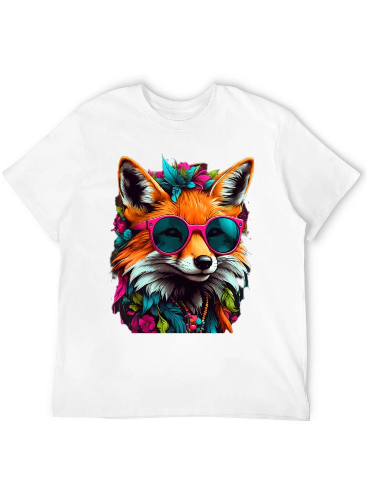 Fox with Sunglasses Graphic Tee - Stylish Animal Print