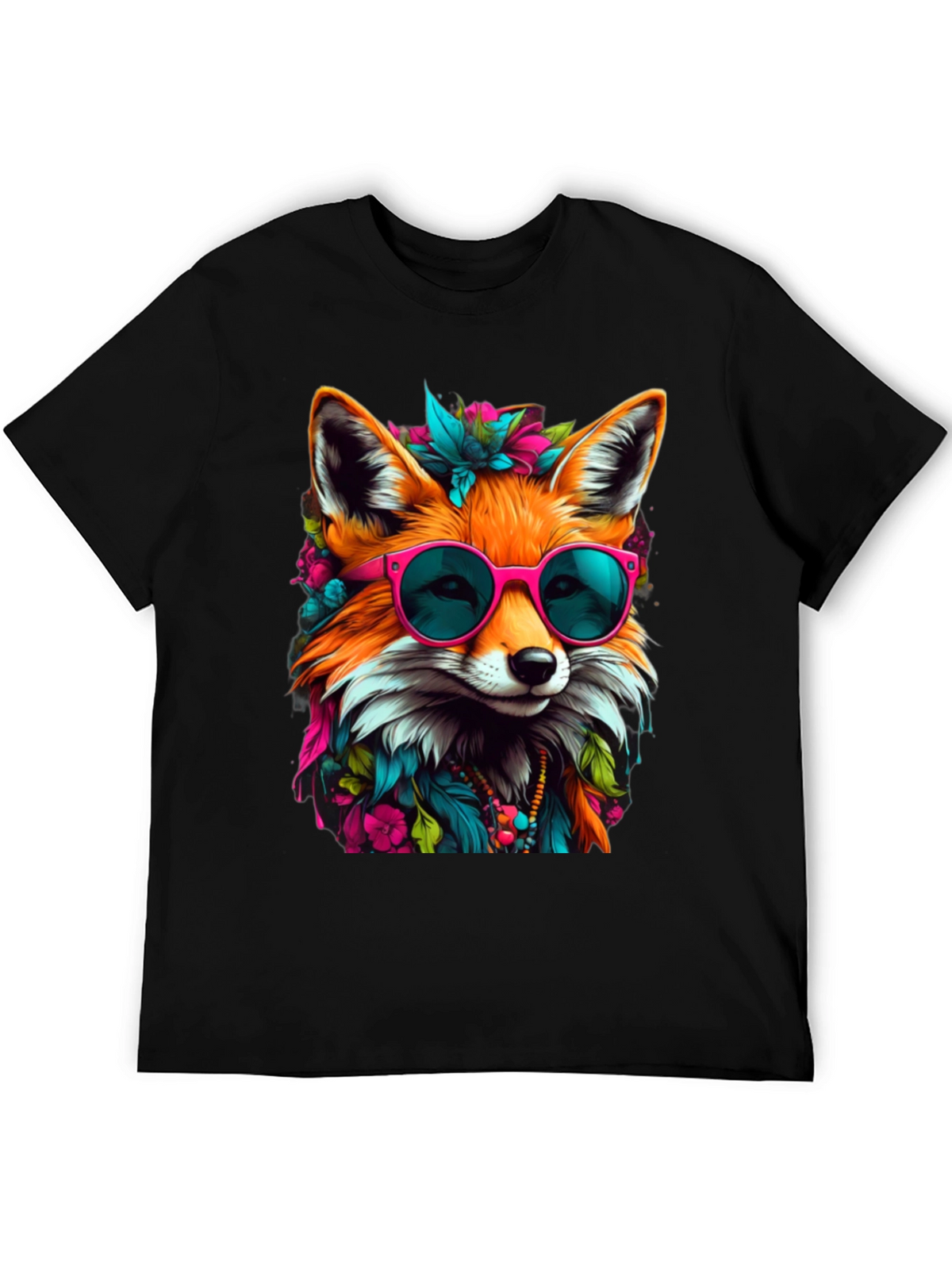 Fox with Sunglasses Graphic Tee - Stylish Animal Print
