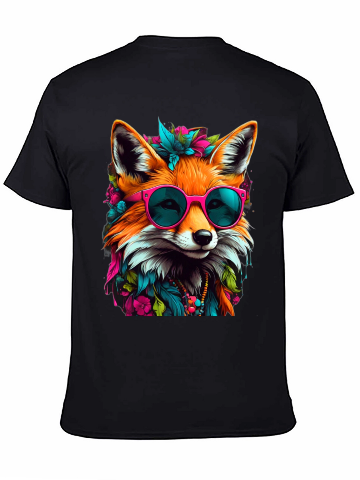 Fox with Sunglasses Graphic Tee - Stylish Animal Print