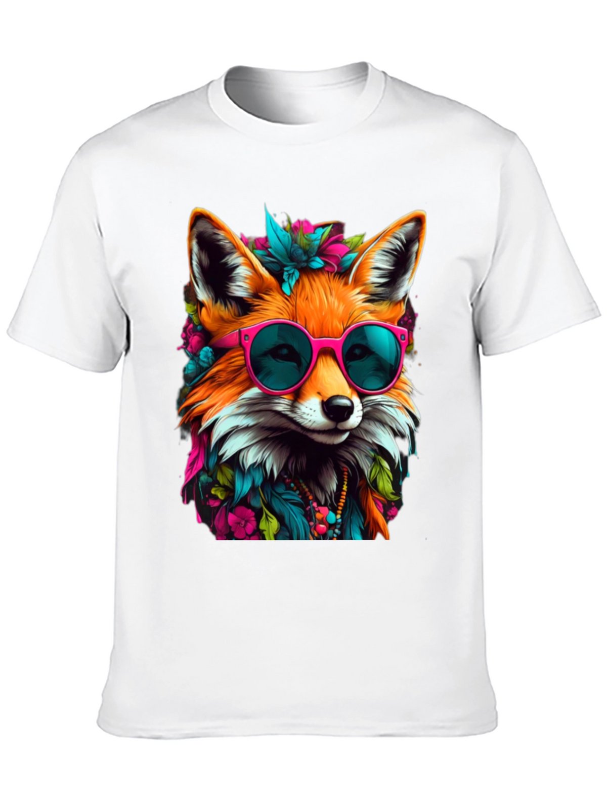 Fox with Sunglasses Graphic Tee - Stylish Animal Print
