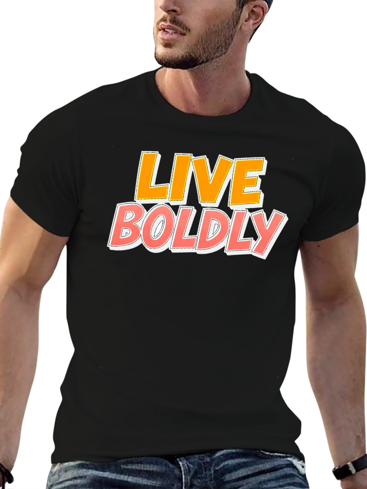 Live Boldly Graphic T-Shirt - Stylish Black Tee