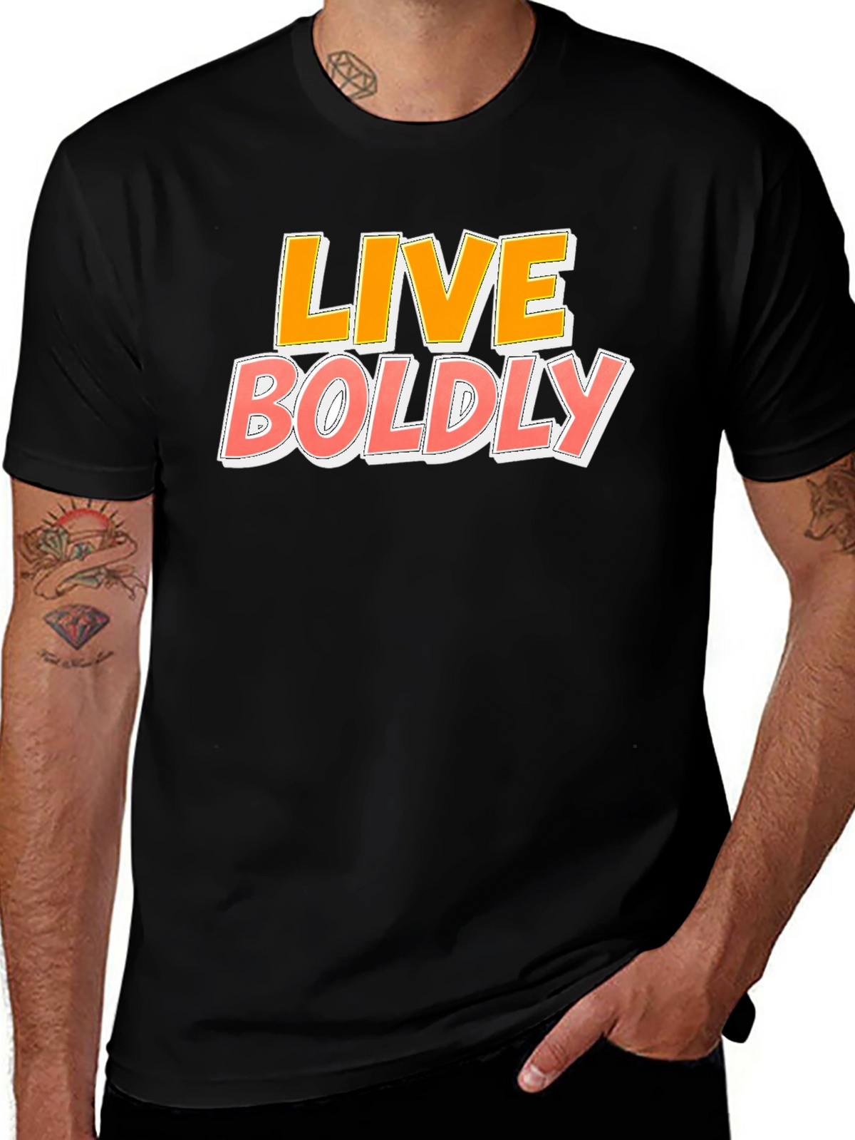 Live Boldly Graphic T-Shirt - Stylish Black Tee