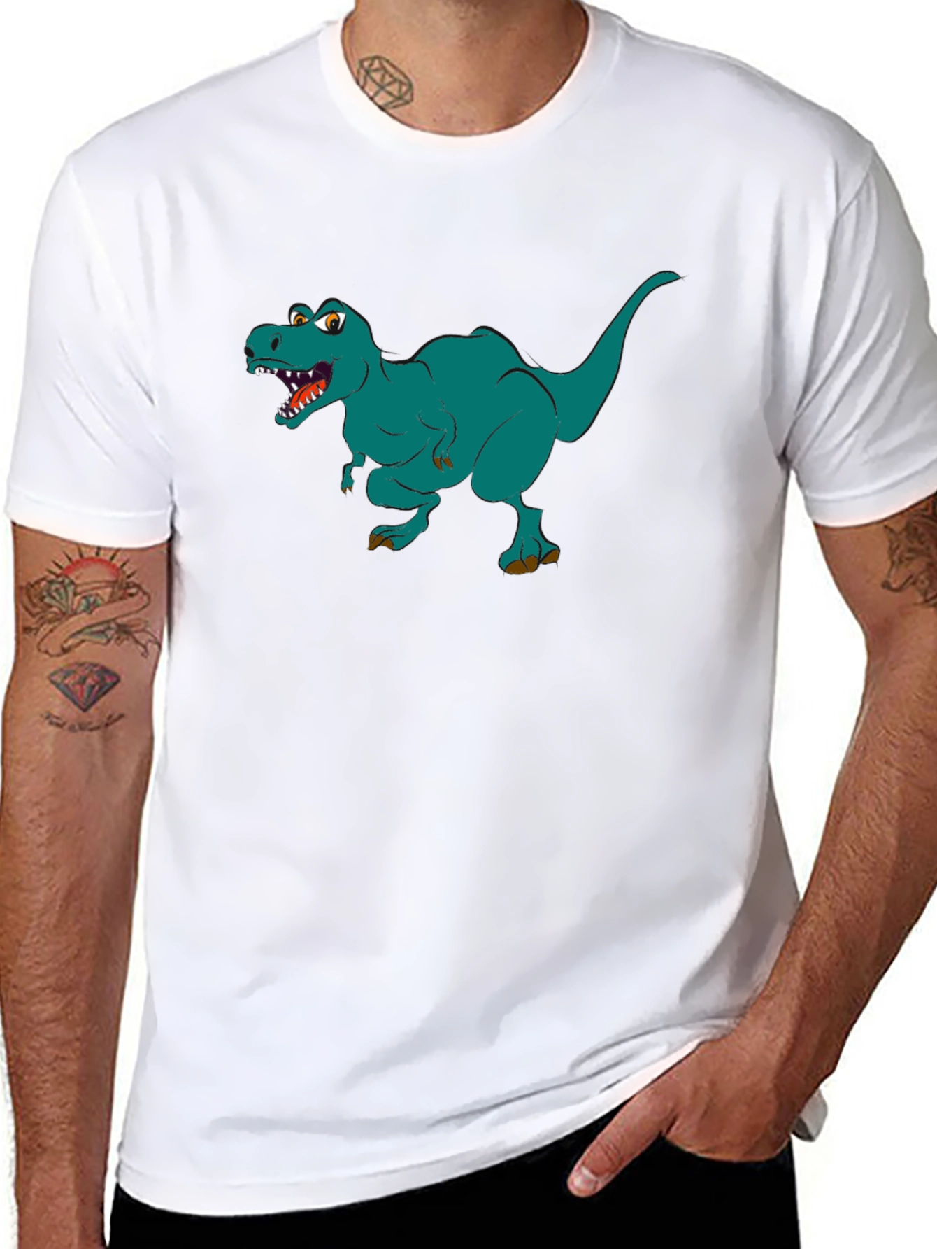 Dino T-Rex Graphic Print Black T-Shirt