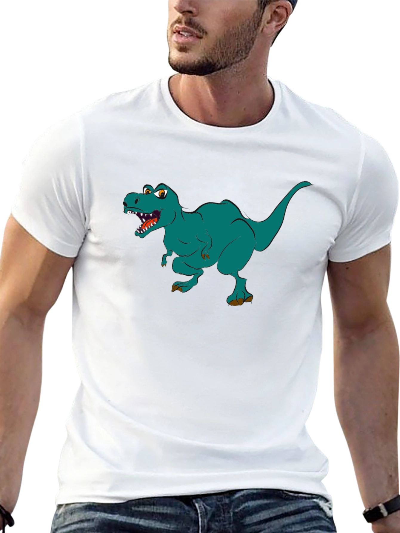 Dino T-Rex Graphic Print Black T-Shirt