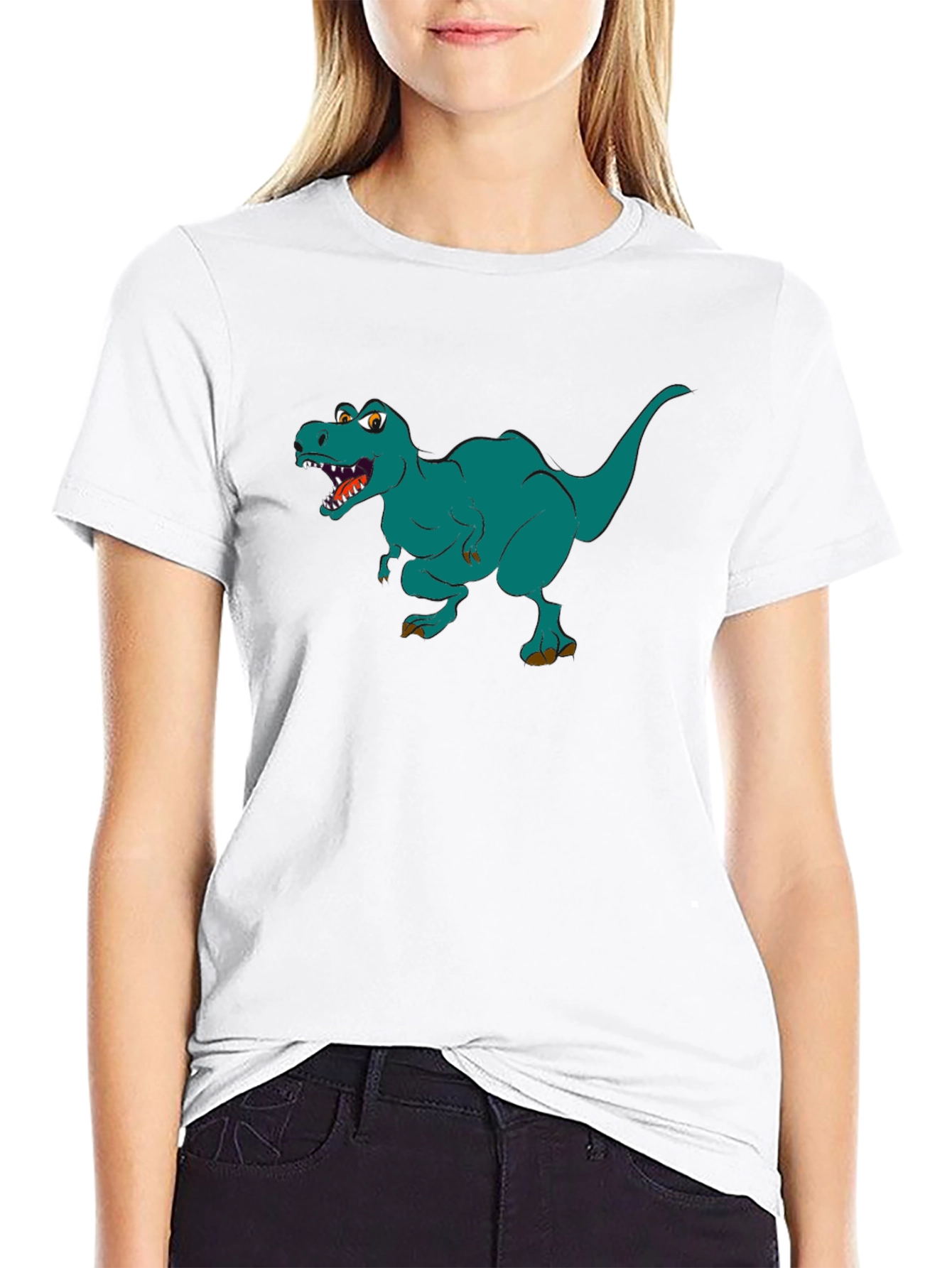 Dino T-Rex Graphic Print Black T-Shirt