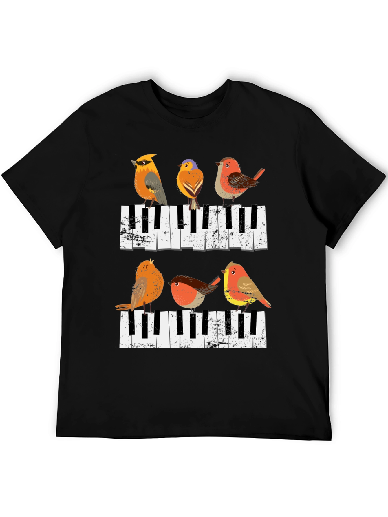 Birds on Piano Keys Graphic Tee