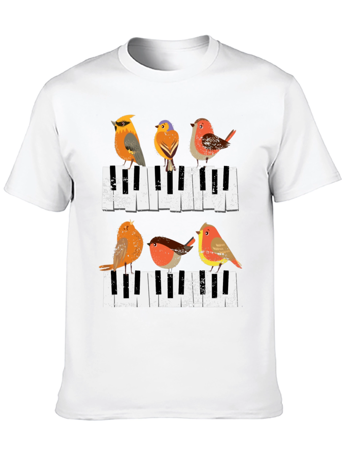 Birds on Piano Keys Graphic Tee