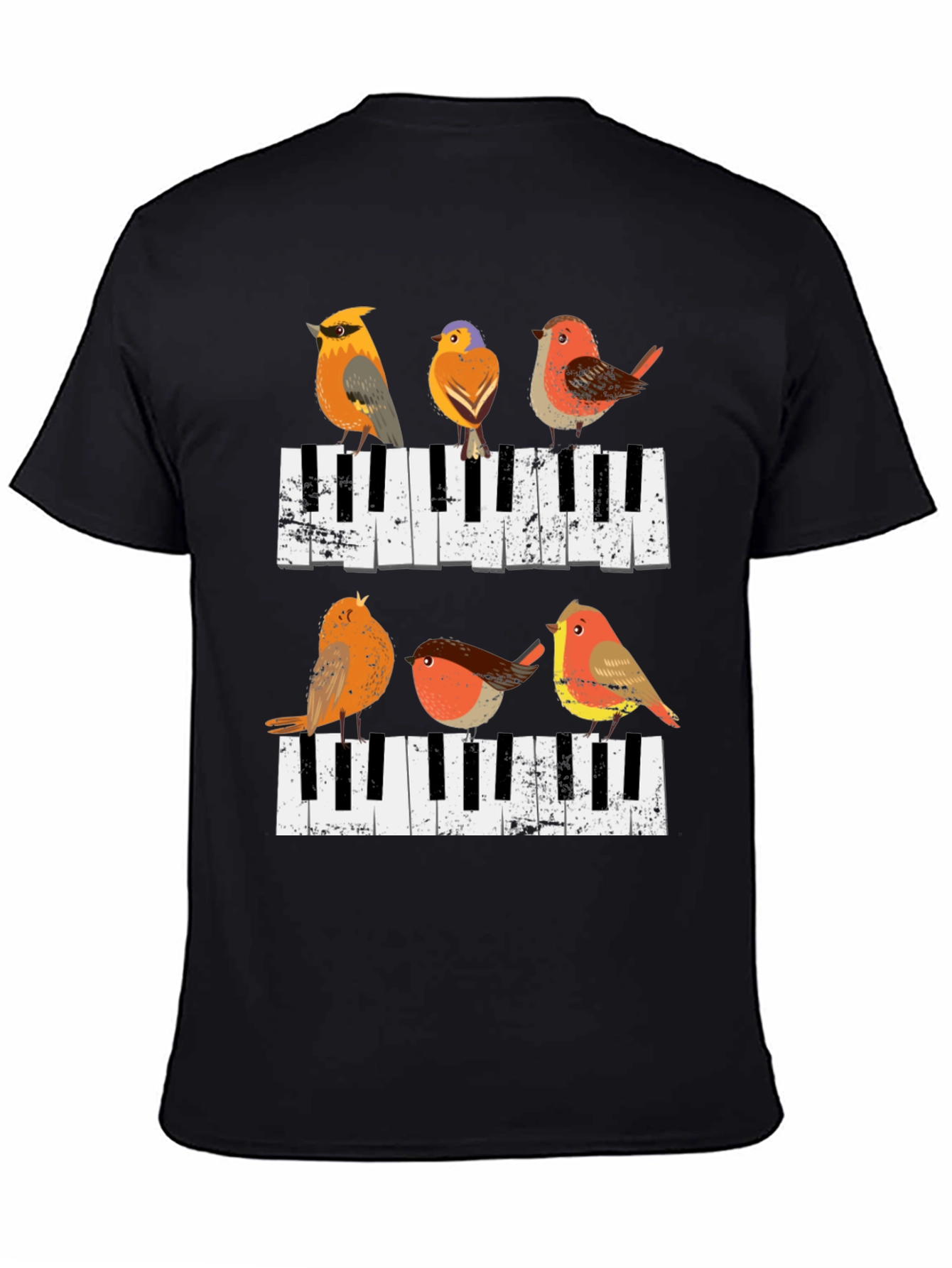 Birds on Piano Keys Graphic Tee