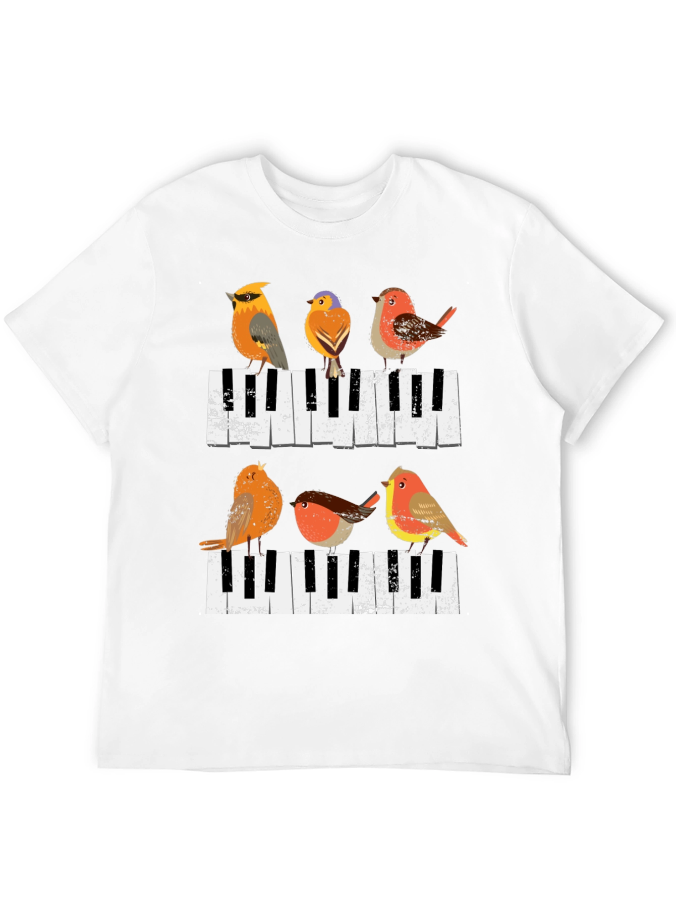 Birds on Piano Keys Graphic Tee