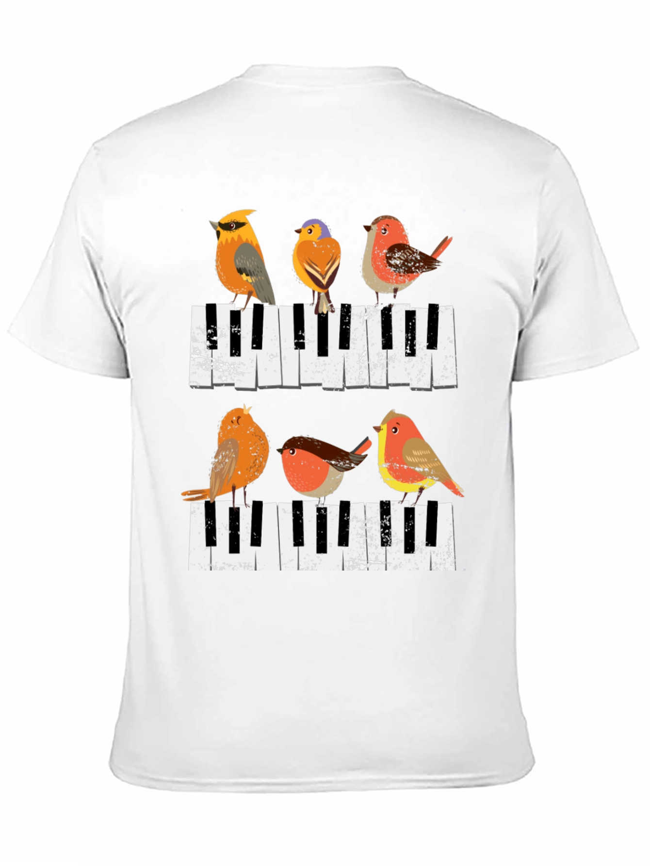 Birds on Piano Keys Graphic Tee
