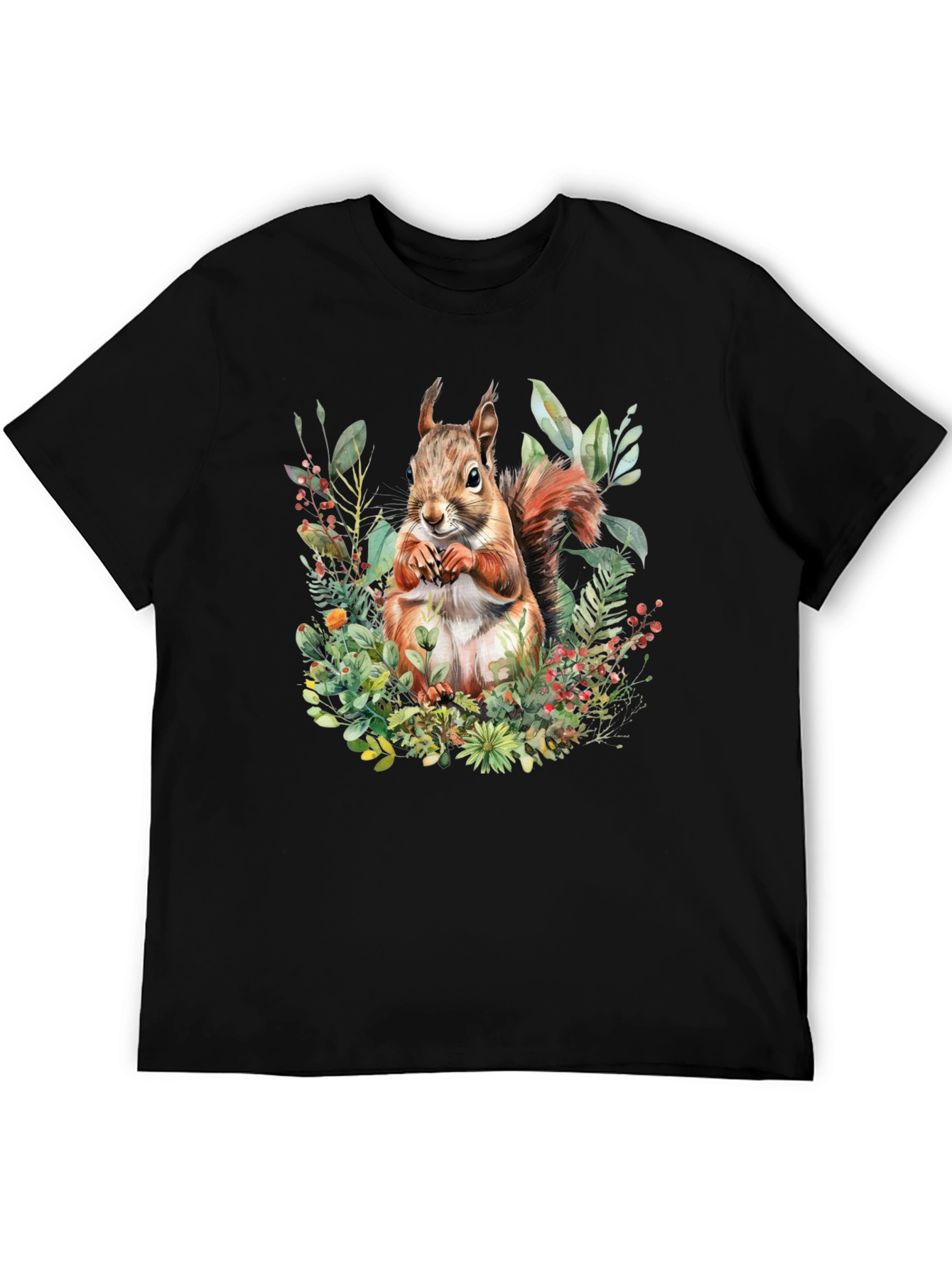 Squirrel Floral Print T-Shirt