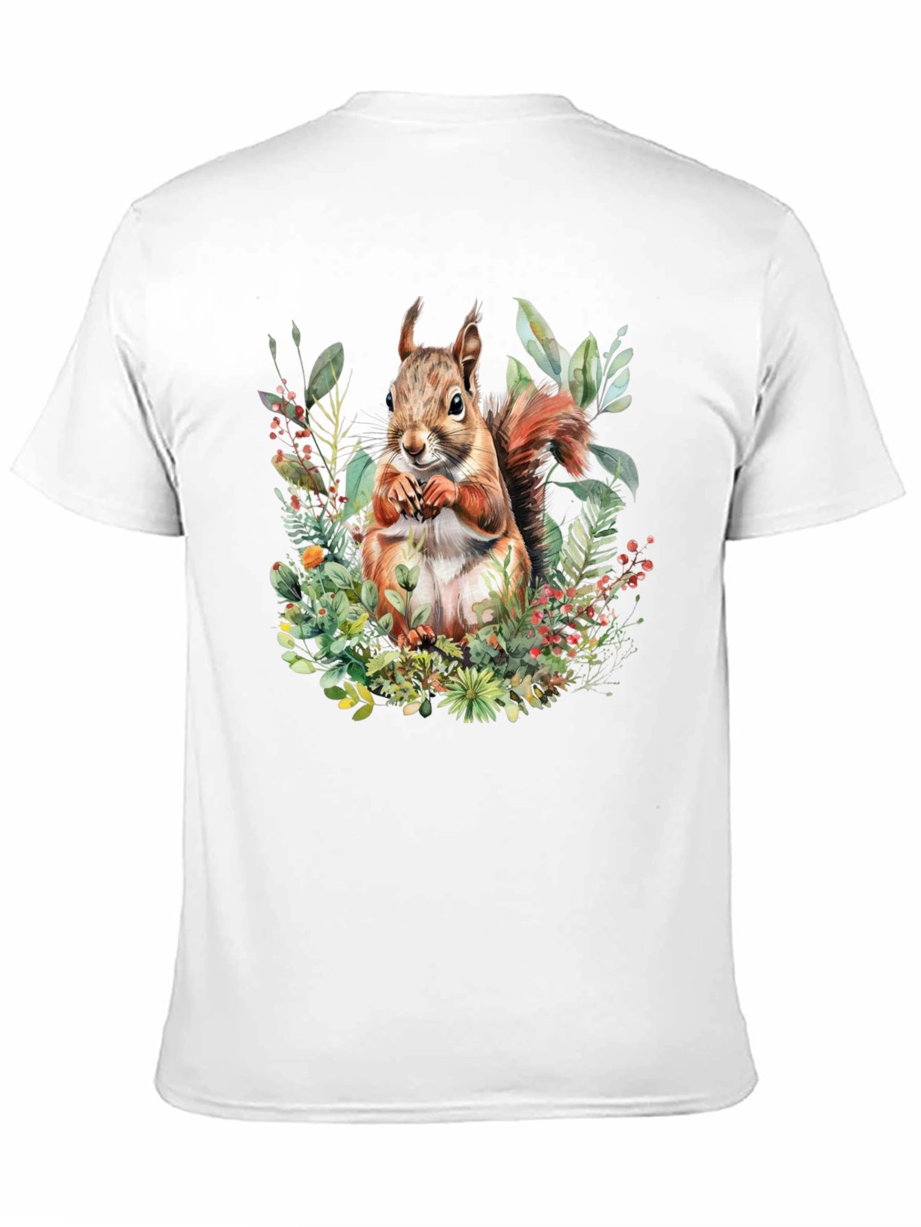 Squirrel Floral Print T-Shirt