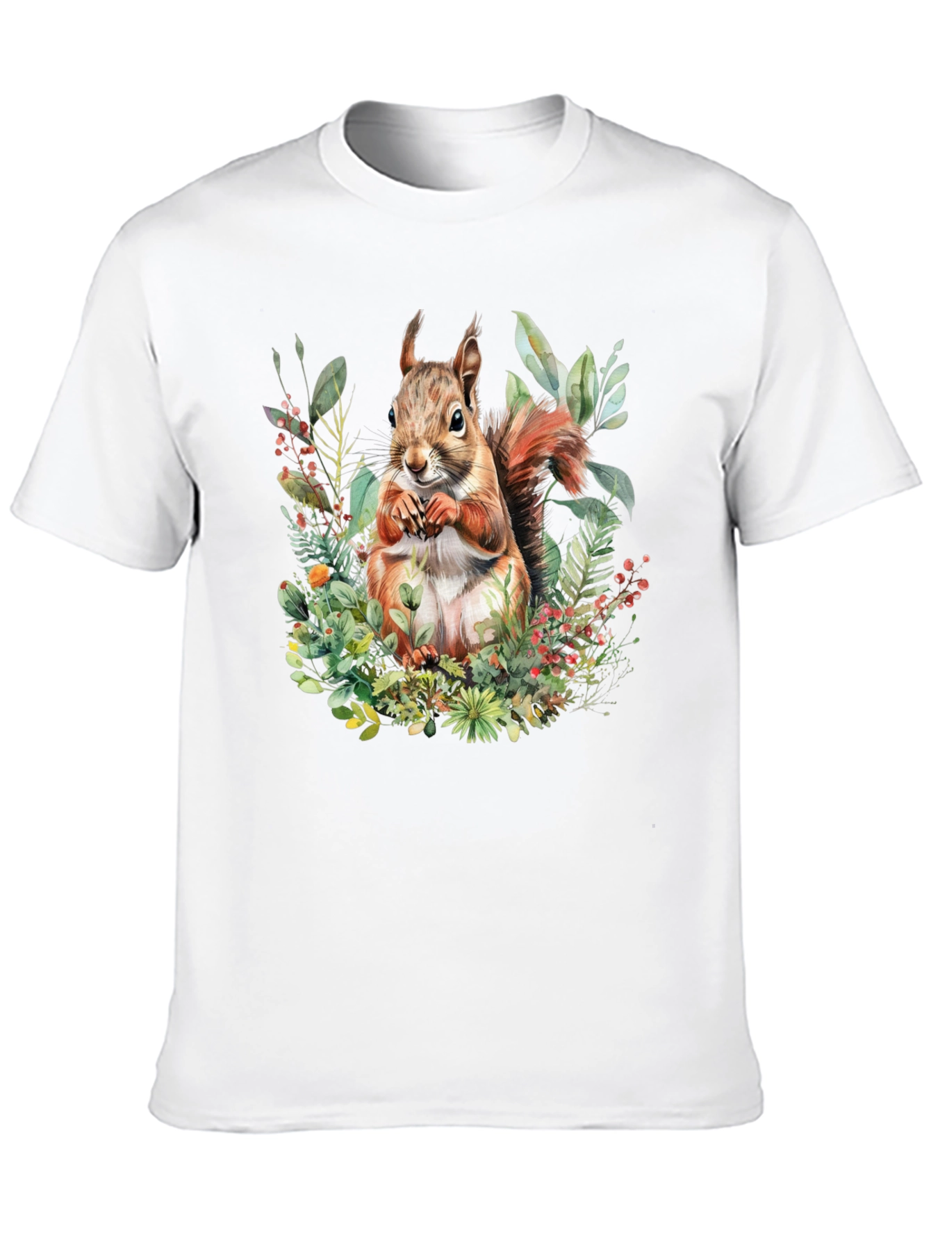 Squirrel Floral Print T-Shirt