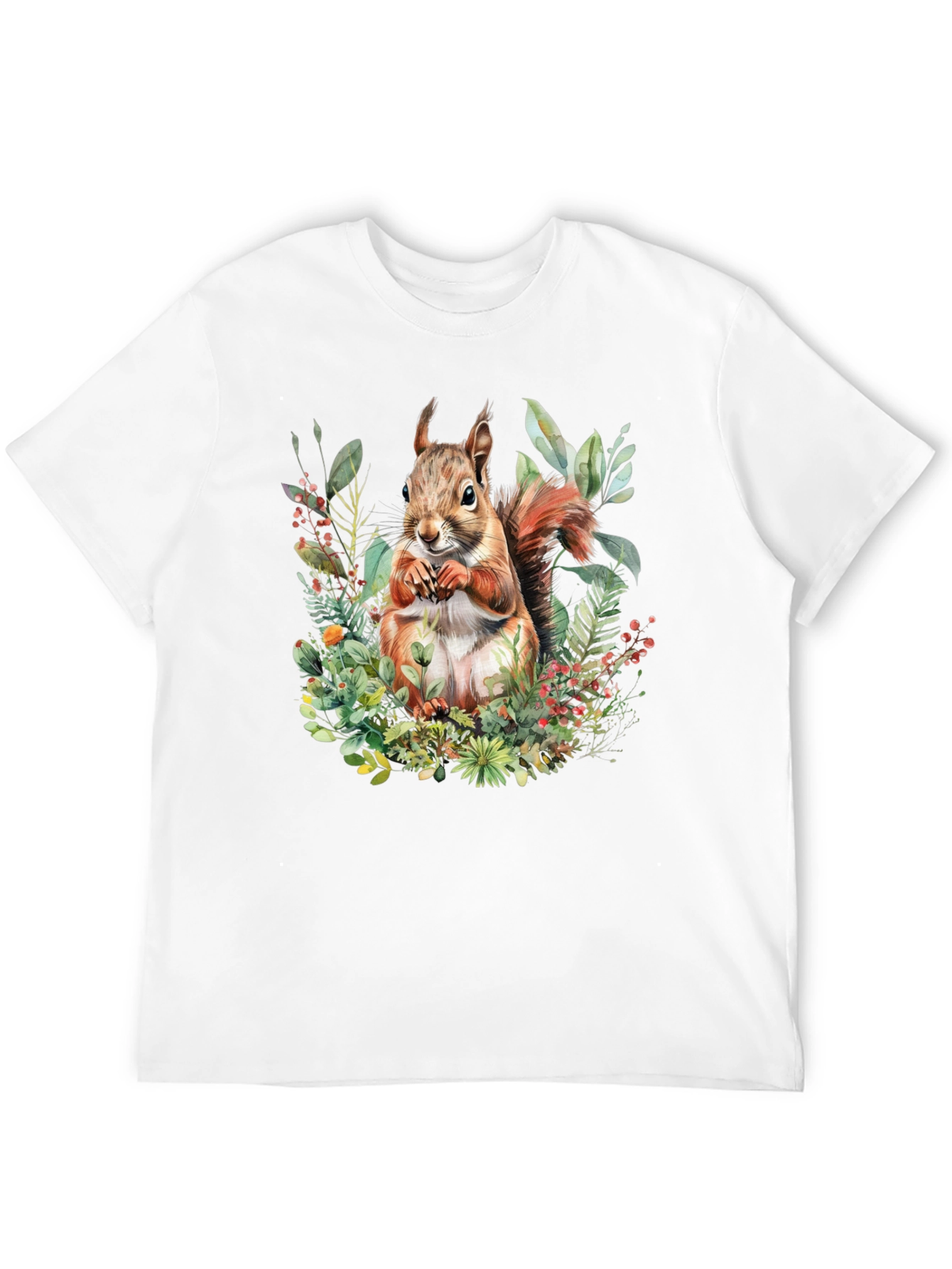 Squirrel Floral Print T-Shirt