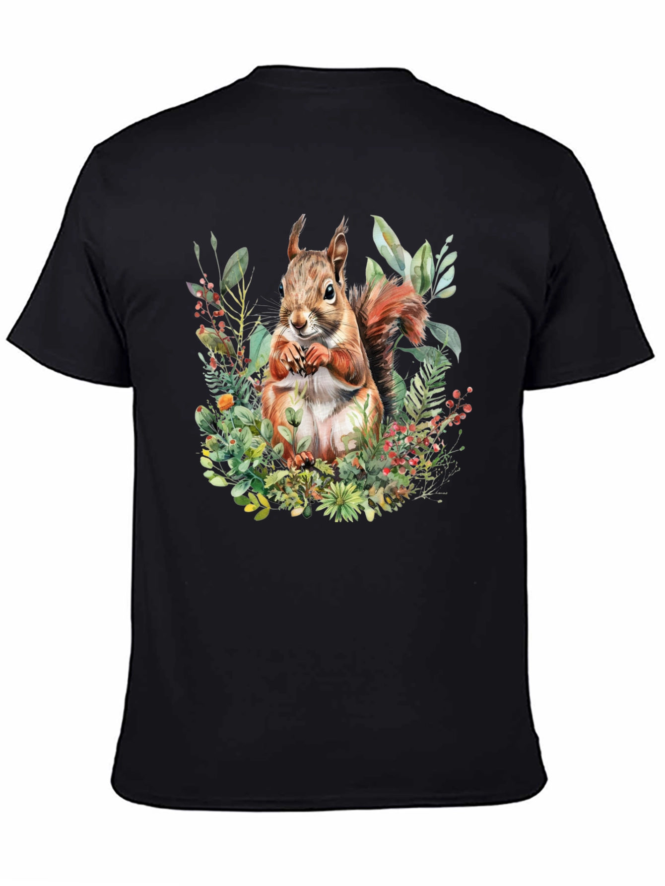 Squirrel Floral Print T-Shirt