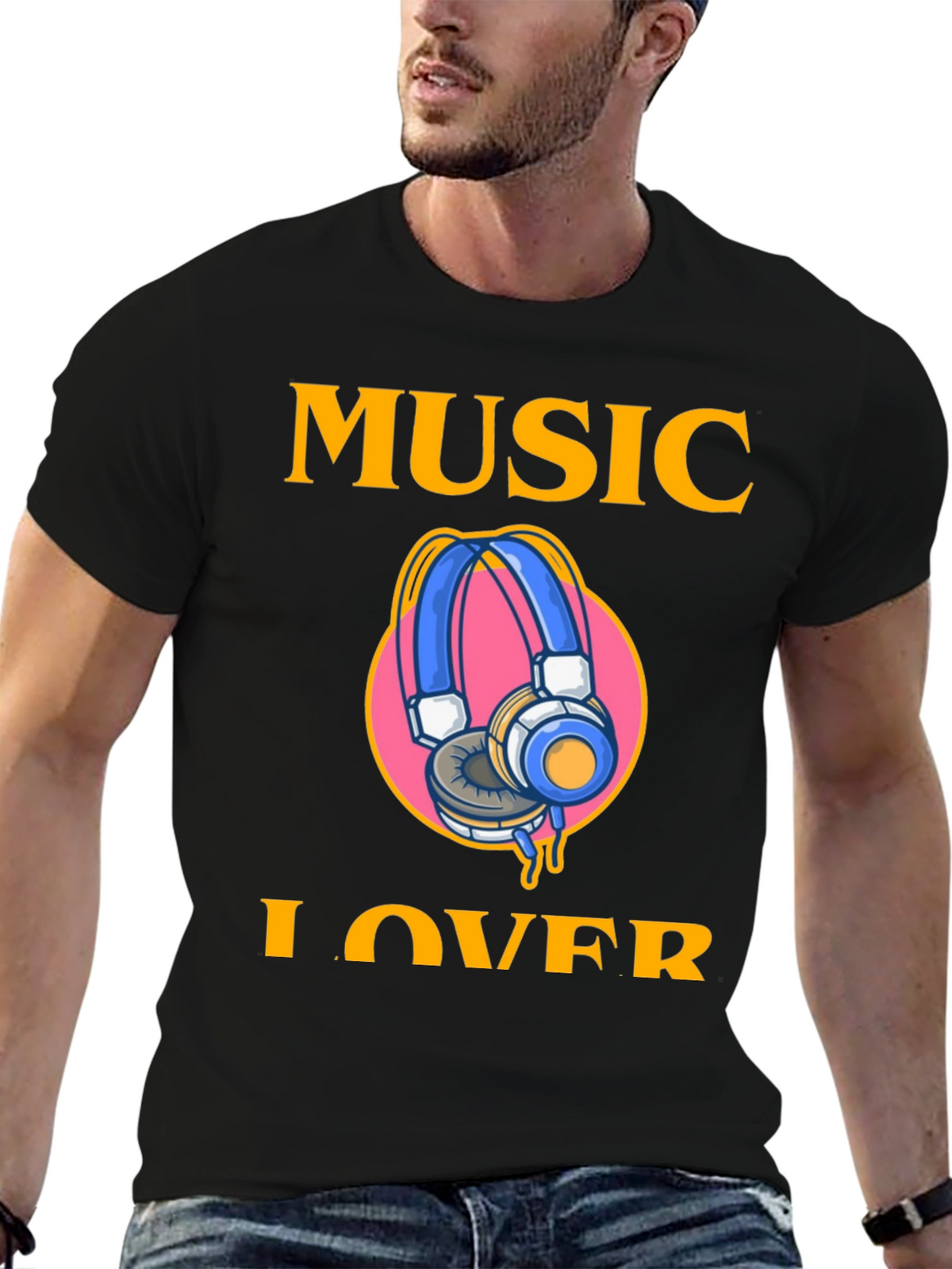 Music Lover Graphic Tee - Black Cotton T-Shirt