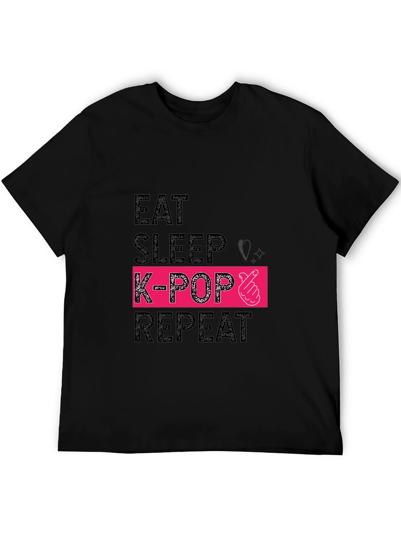 Eat Sleep K-Pop Repeat Black Graphic Tee