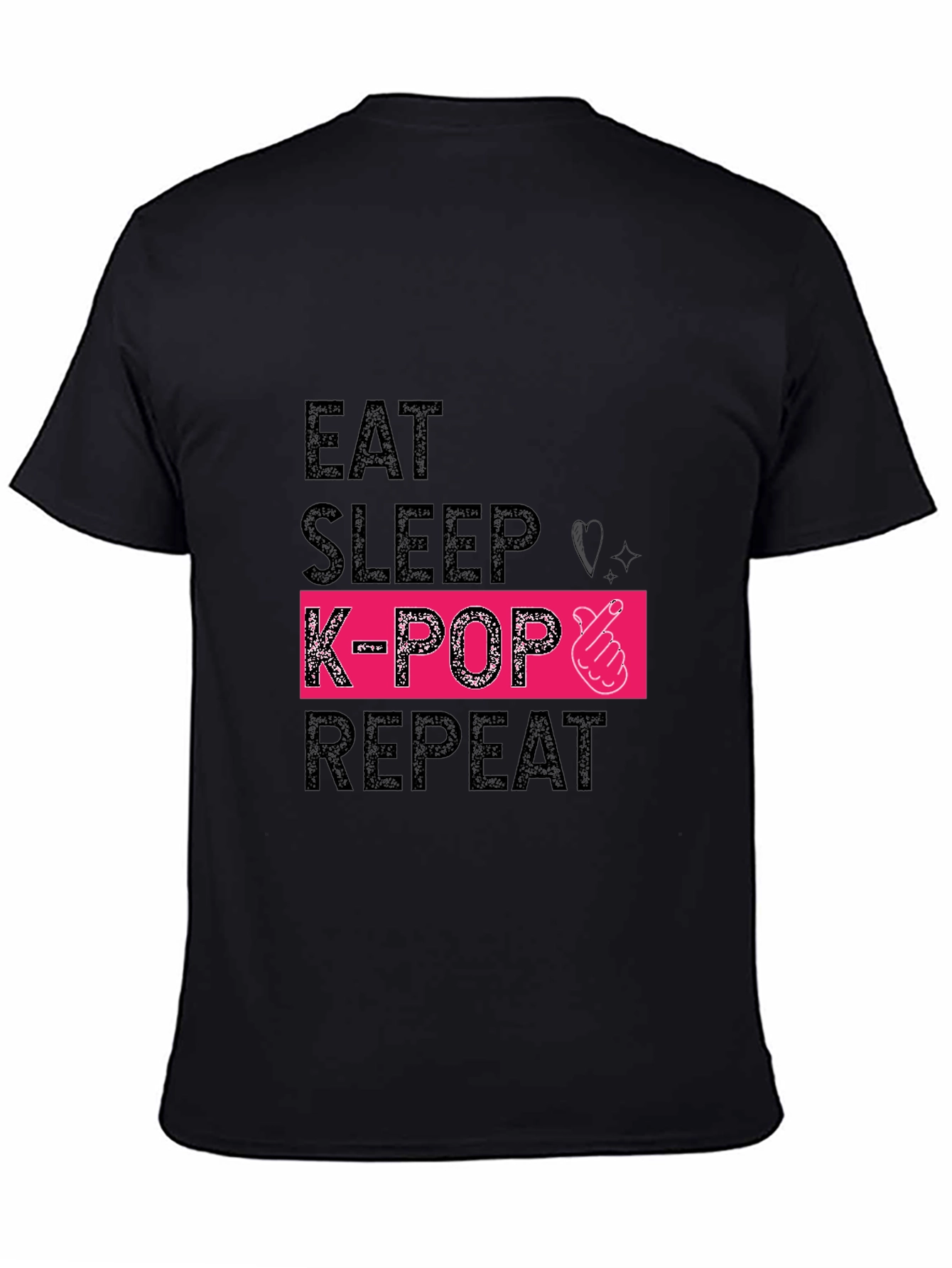 Eat Sleep K-Pop Repeat Black Graphic Tee