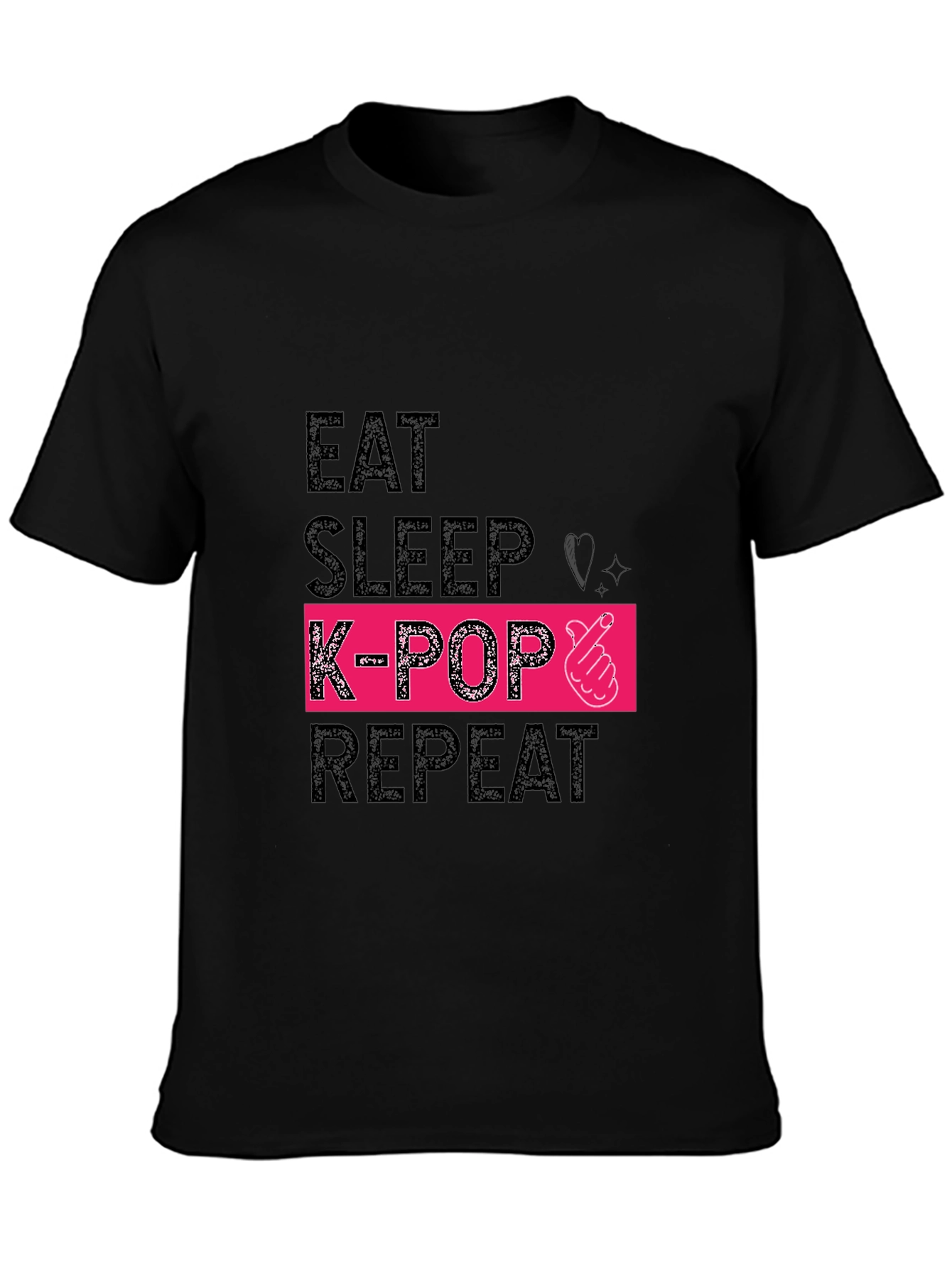 Eat Sleep K-Pop Repeat Black Graphic Tee