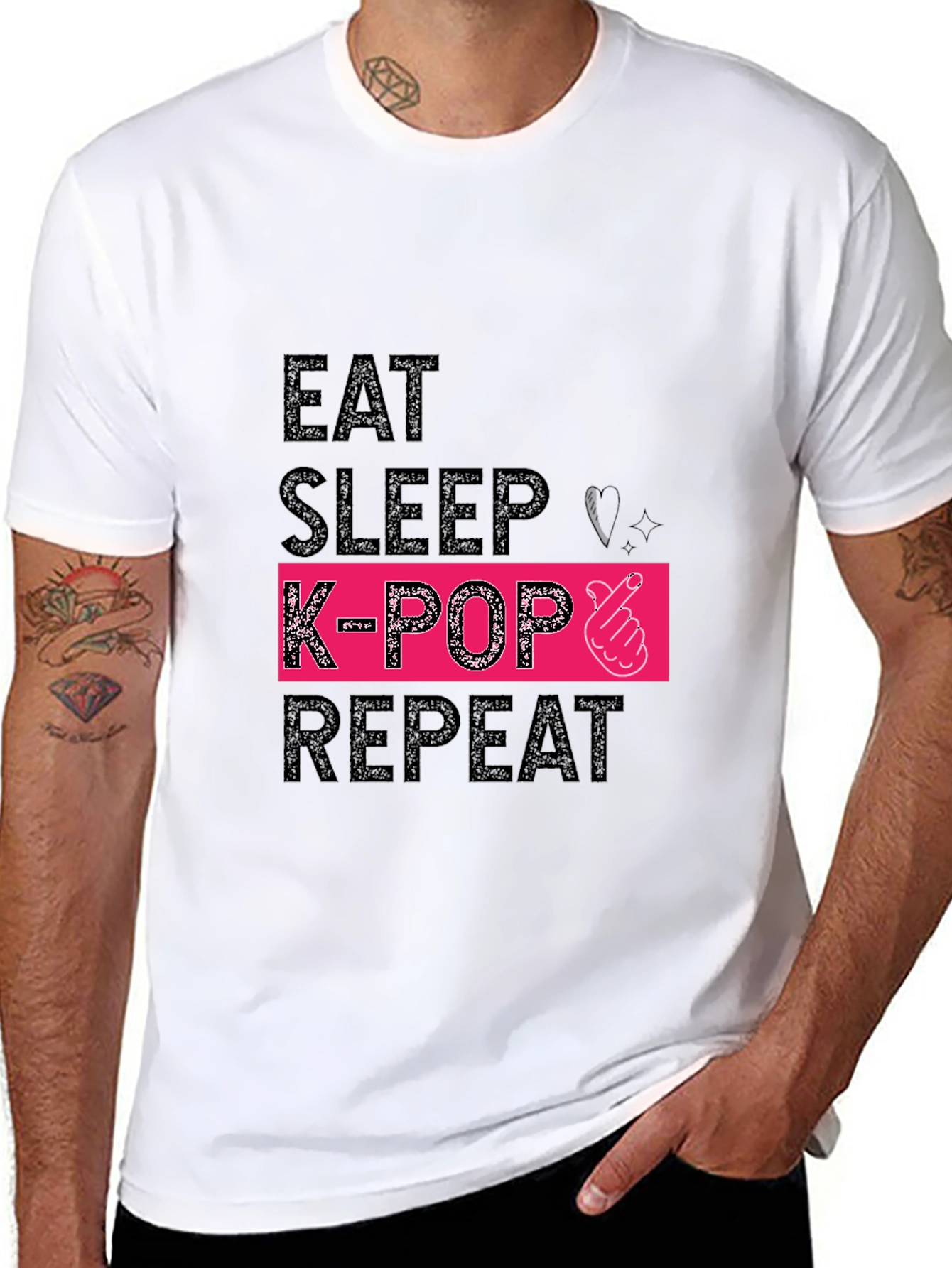 Eat Sleep K-Pop Repeat Black Graphic Tee