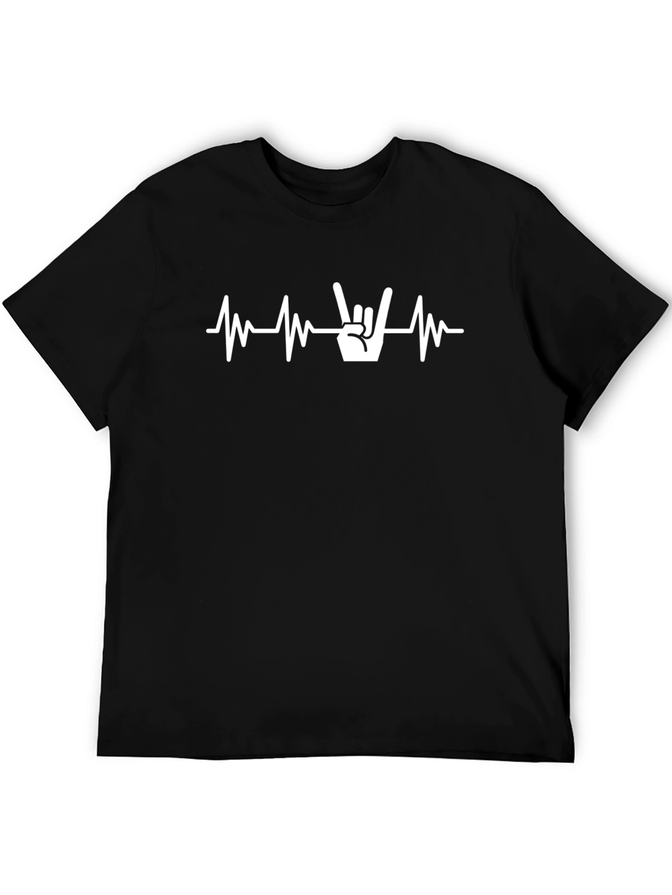 Rock On Heartbeat T-Shirt - Black Graphic Tee