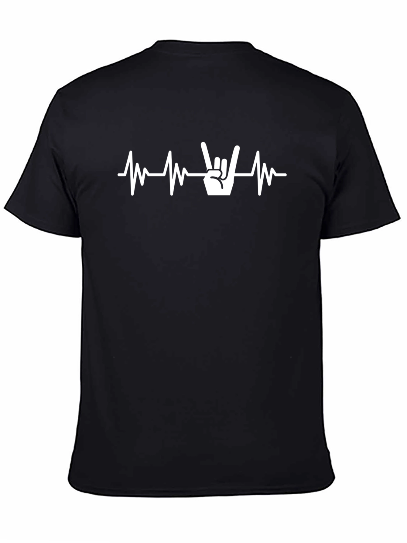 Rock On Heartbeat T-Shirt - Black Graphic Tee