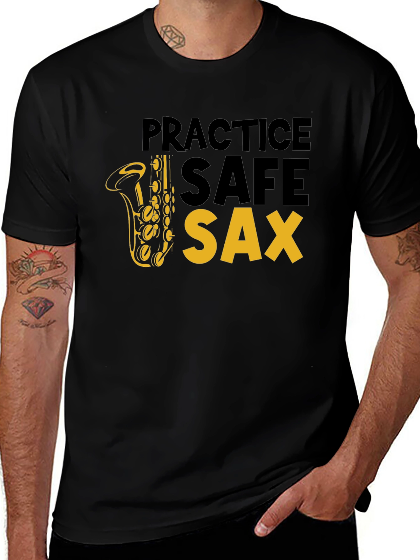 Practice Safe Sax T-Shirt - Music Lover Tee