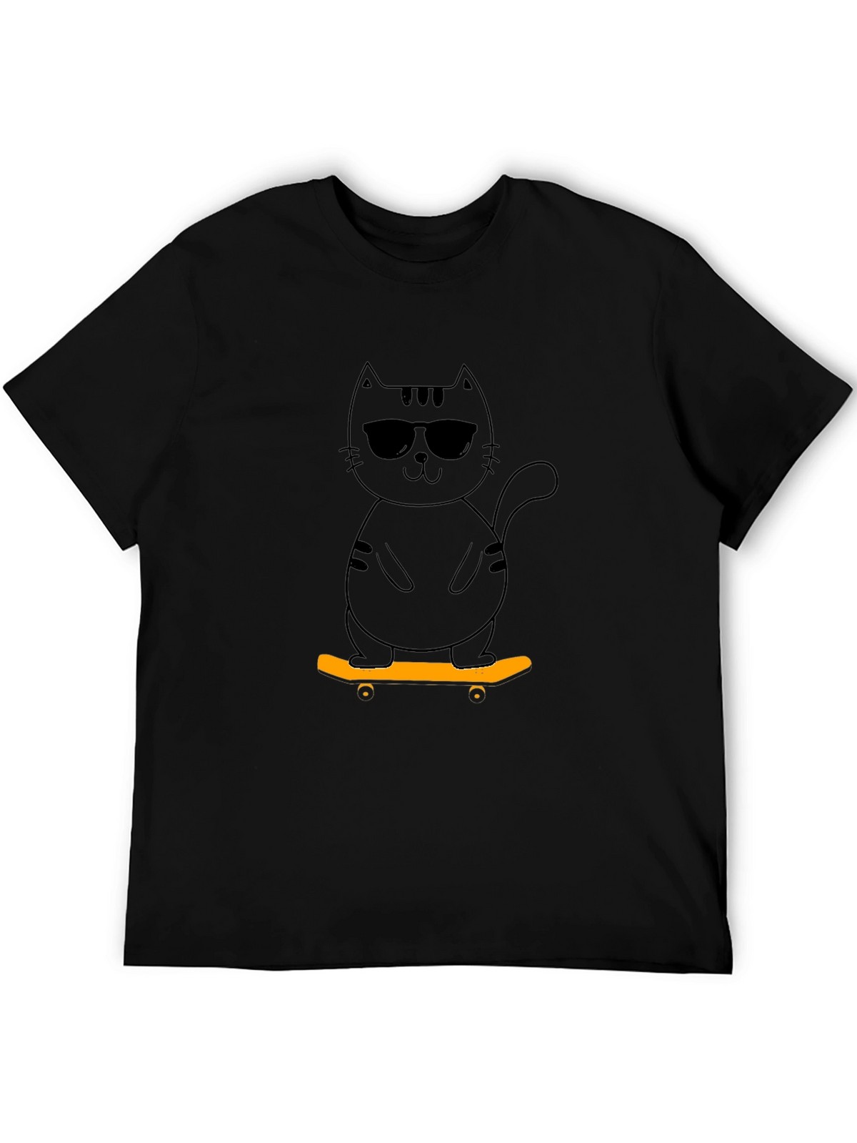 Cool Cat Skateboard Graphic Tee - Black