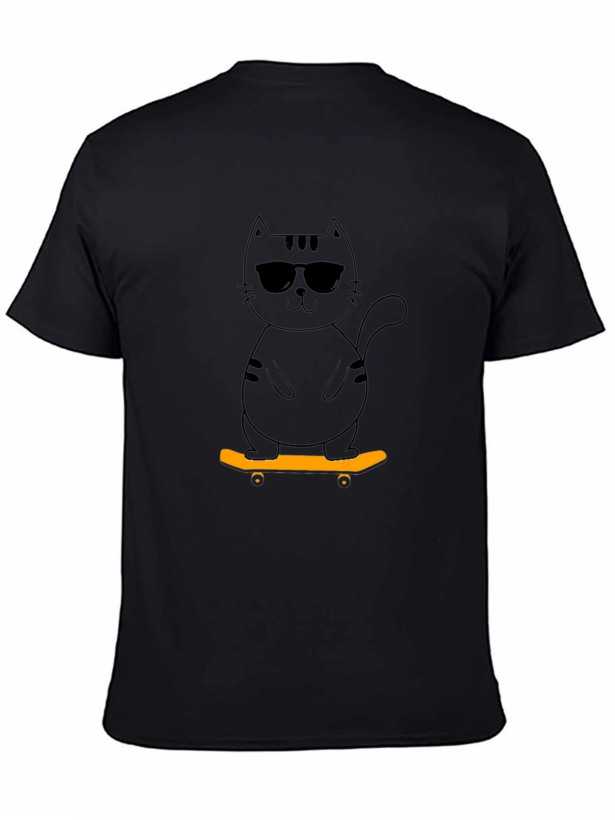 Cool Cat Skateboard Graphic Tee - Black