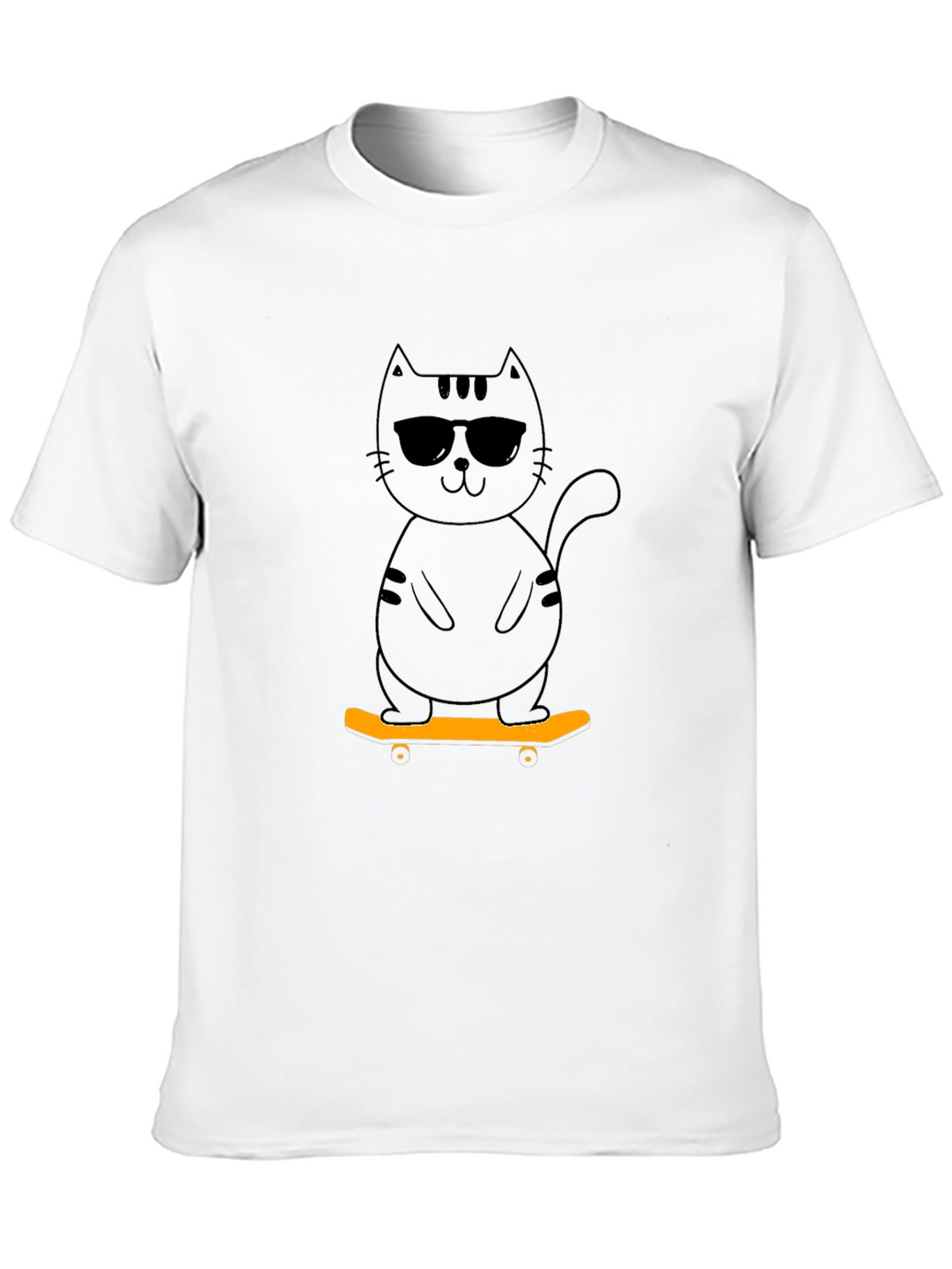 Cool Cat Skateboard Graphic Tee - Black