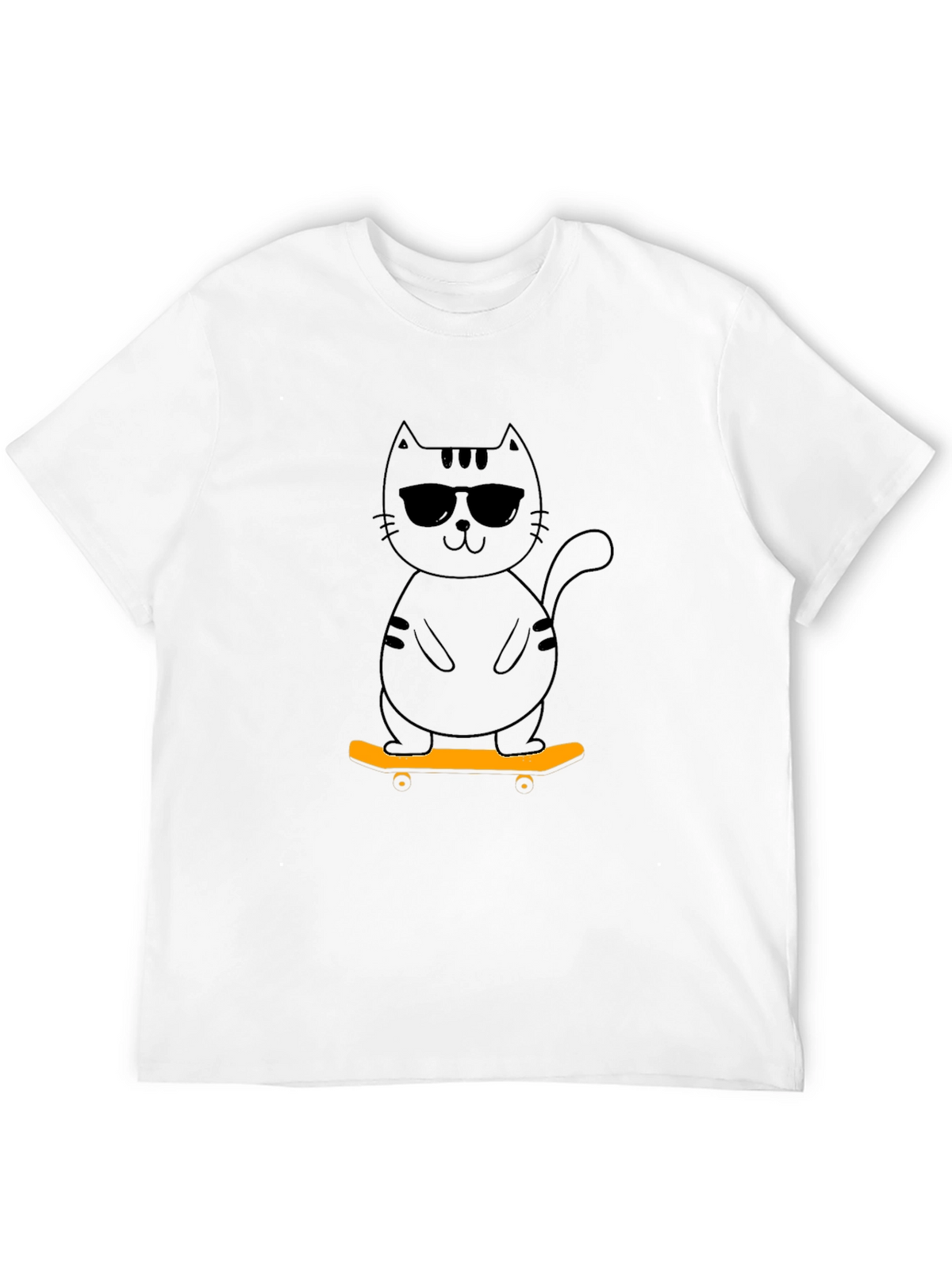 Cool Cat Skateboard Graphic Tee - Black