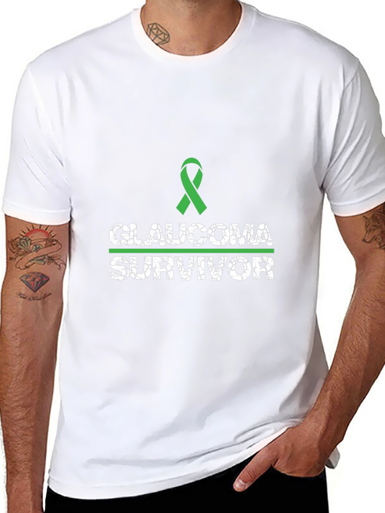 Glaucoma Survivor Black T-Shirt - Awareness Ribbon Design