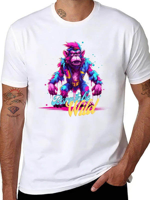Born to be Wild Monkey Graphic Black T-Shirt