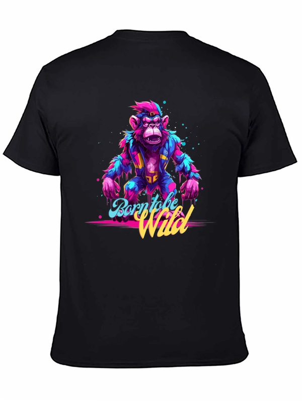 Born to be Wild Monkey Graphic Black T-Shirt