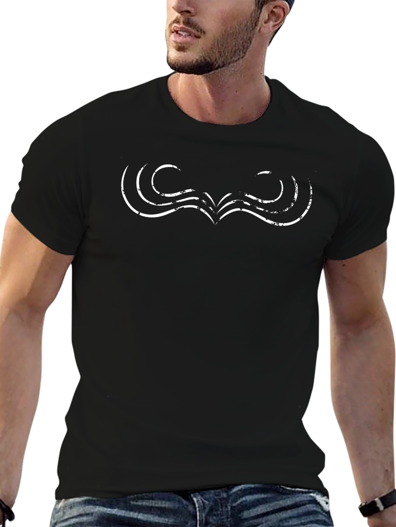 Abstract Graphic Print Black Tee