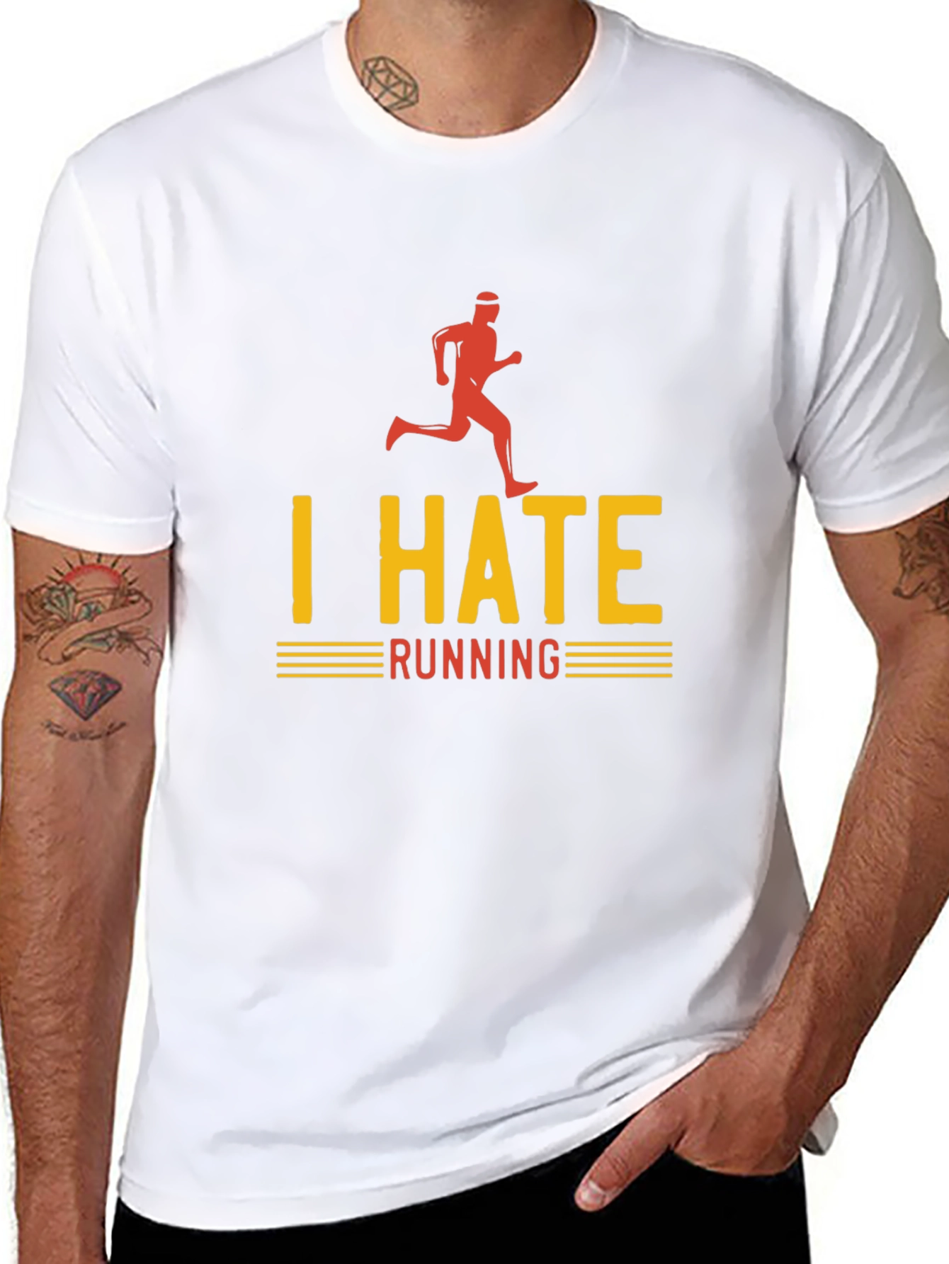 I Hate Running Graphic T-Shirt - Funny Runner Tee