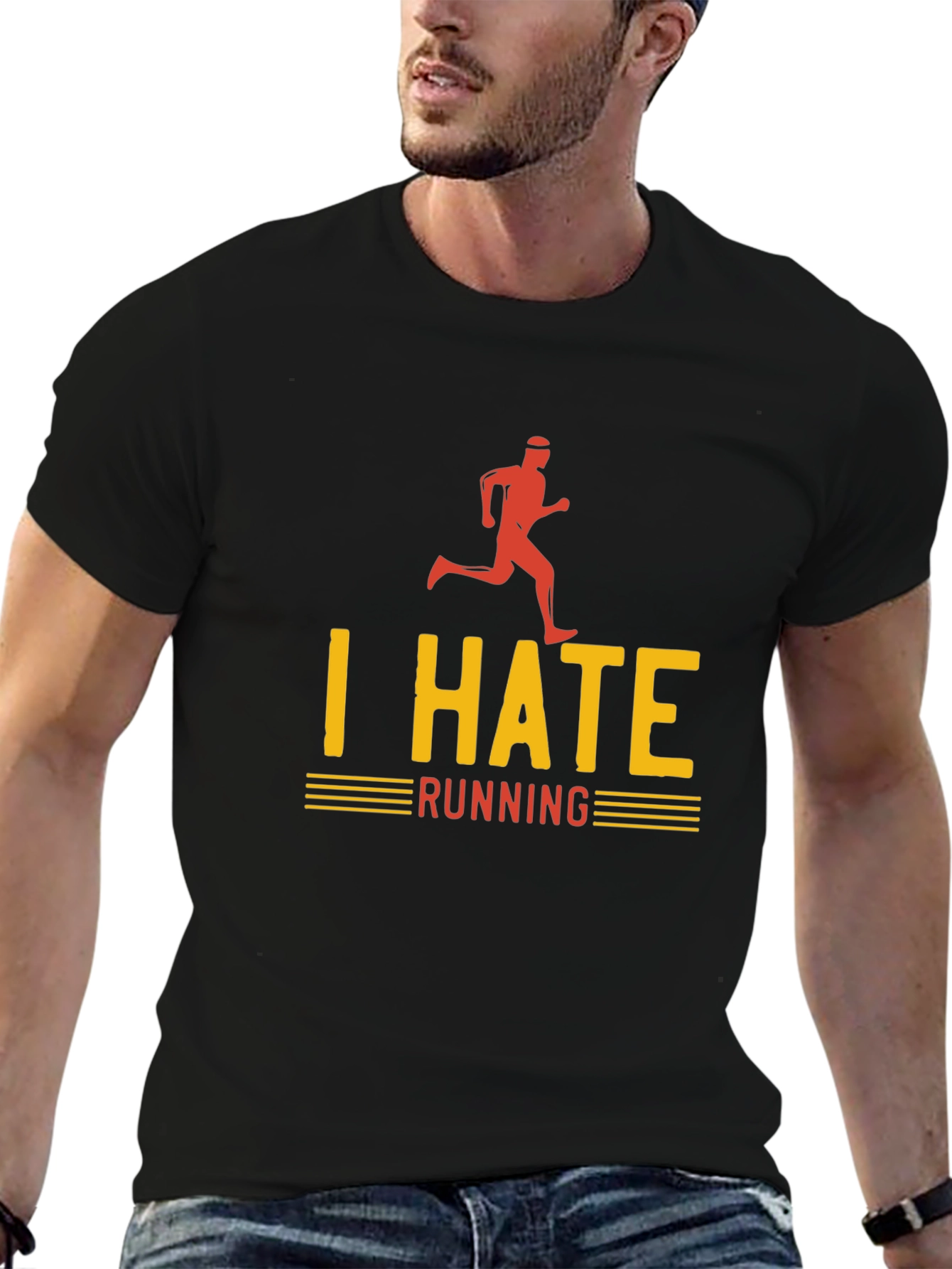 I Hate Running Graphic T-Shirt - Funny Runner Tee