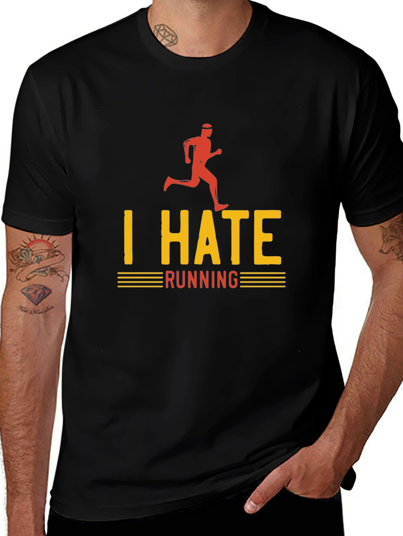 I Hate Running Graphic T-Shirt - Funny Runner Tee