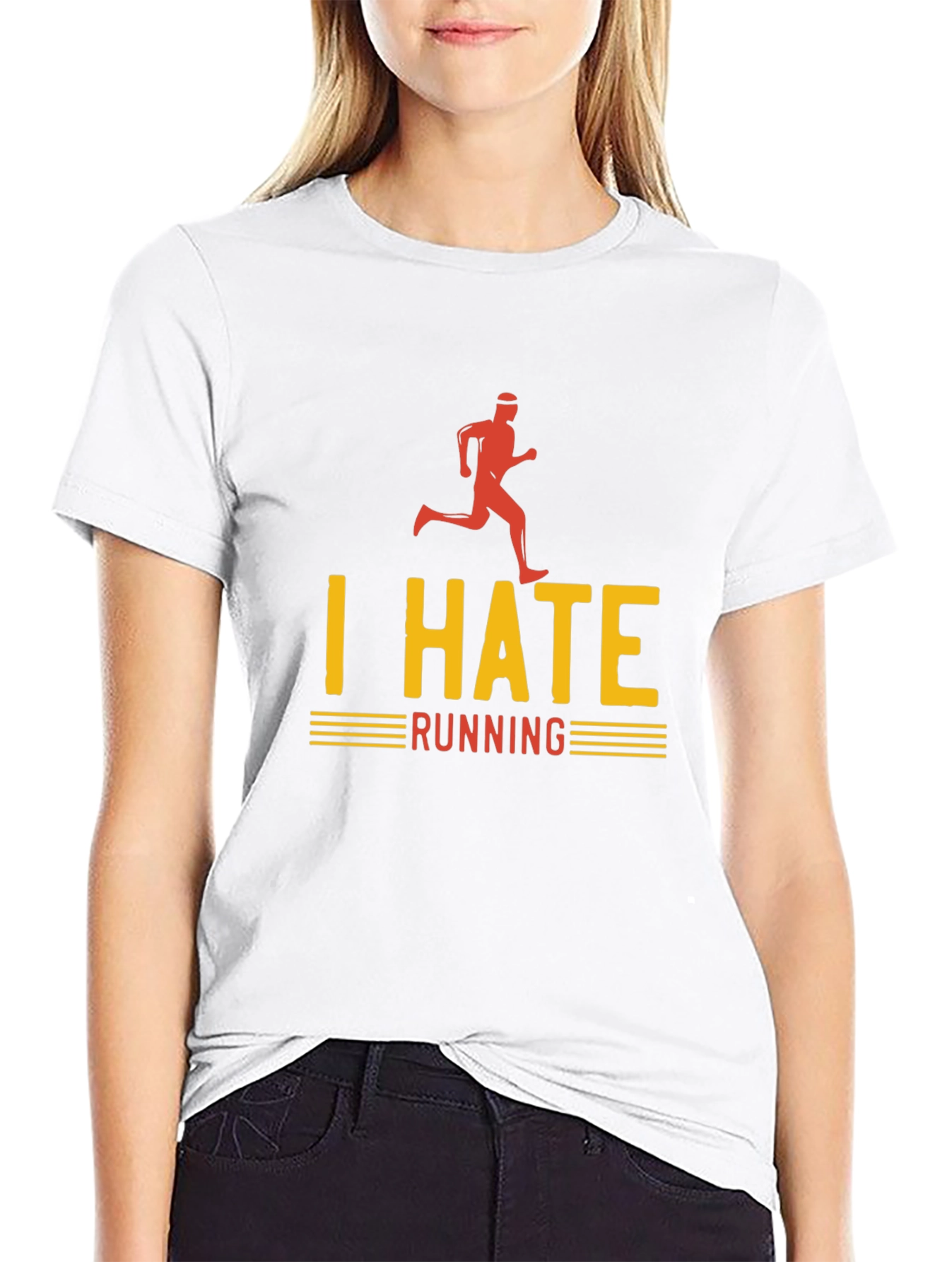 I Hate Running Graphic T-Shirt - Funny Runner Tee