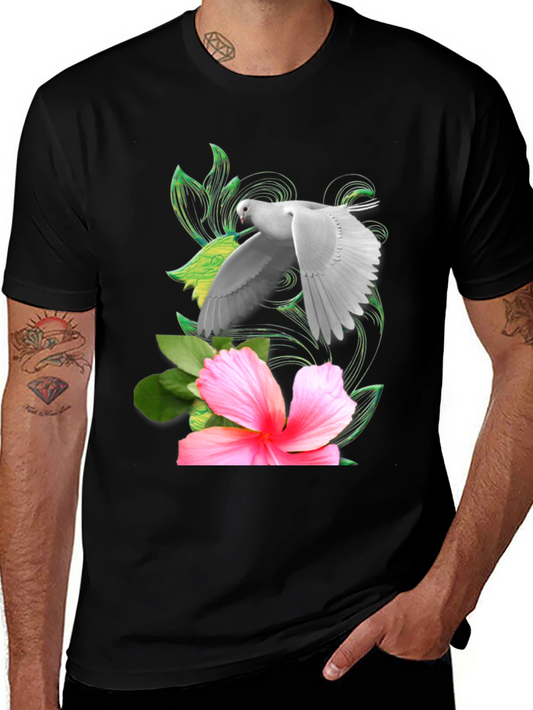 Dove & Hibiscus Graphic T-Shirt