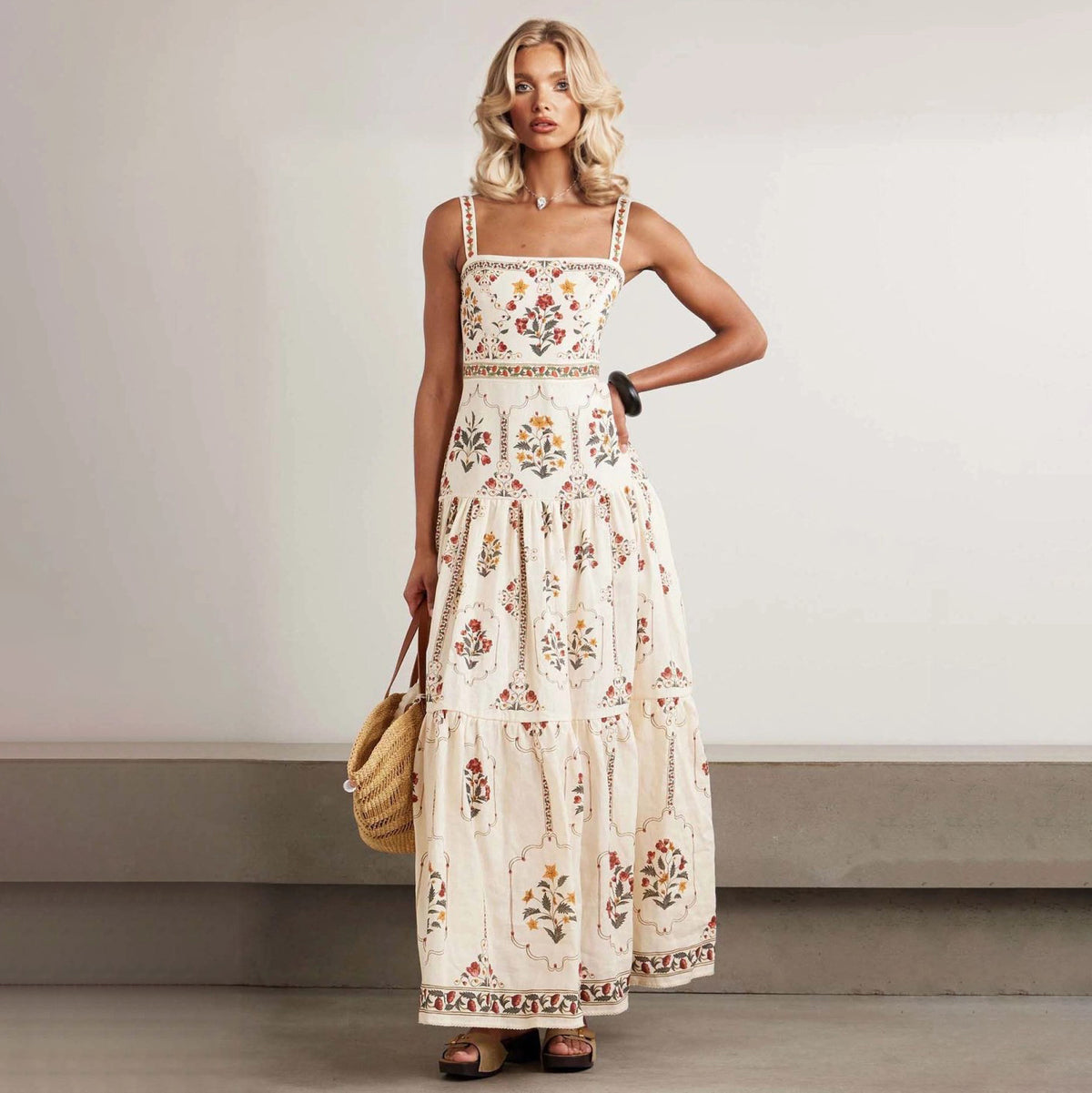 Women's Boho Vacation Printed Sleeveless Large Swing Loose Dress