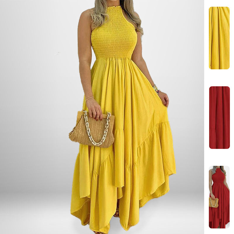 Women's Vacation Solid Color Sleeveless Irregular Hem Maxi Dress