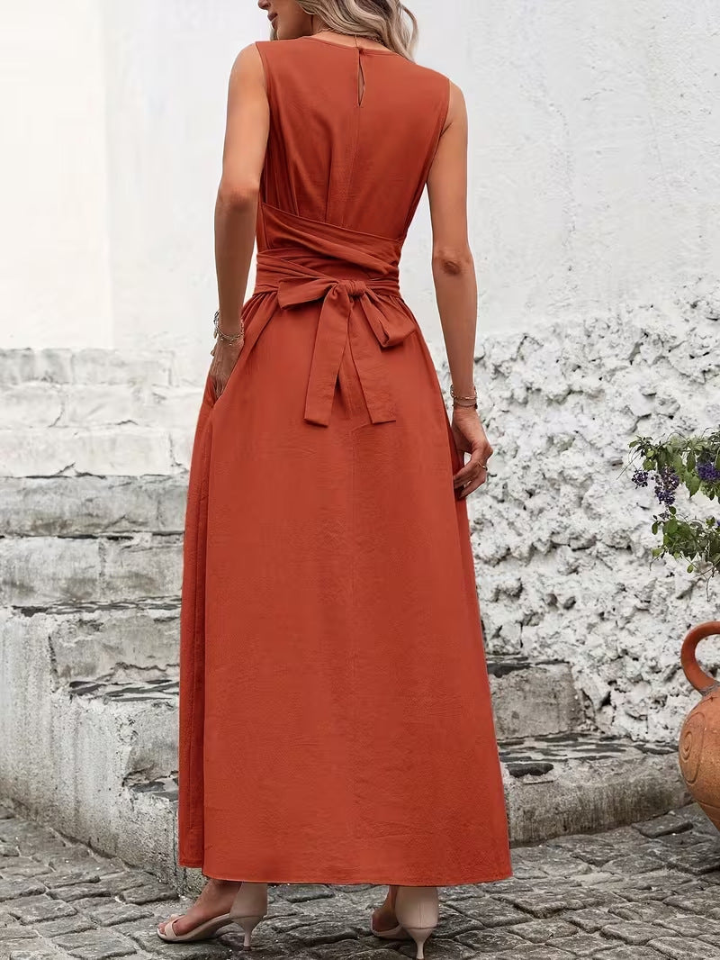 Women's Casual Solid Color Strap Sleeveless A-Line Dress