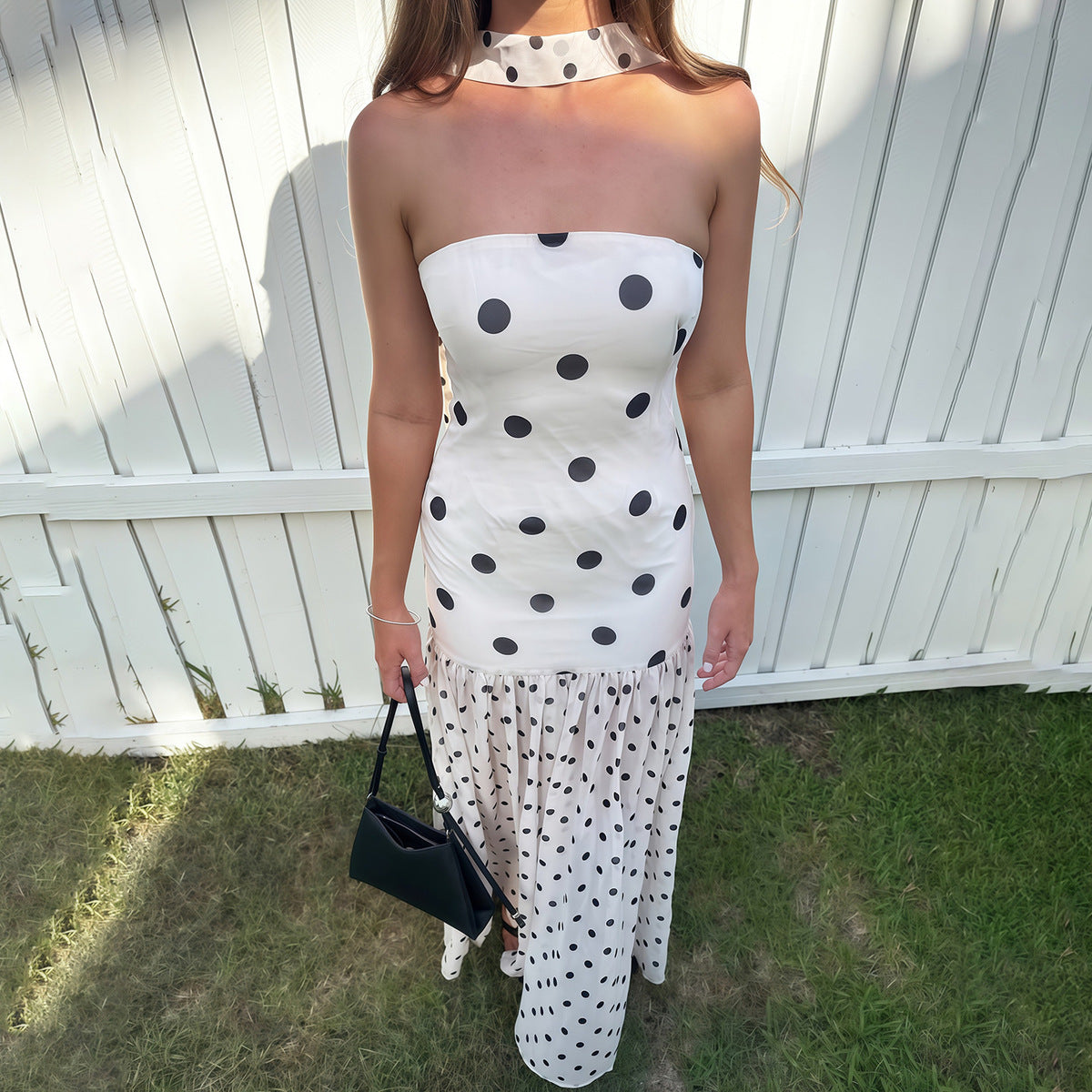 Women's Sexy Summer Vacation Polka Dot Print Tube Top Dress